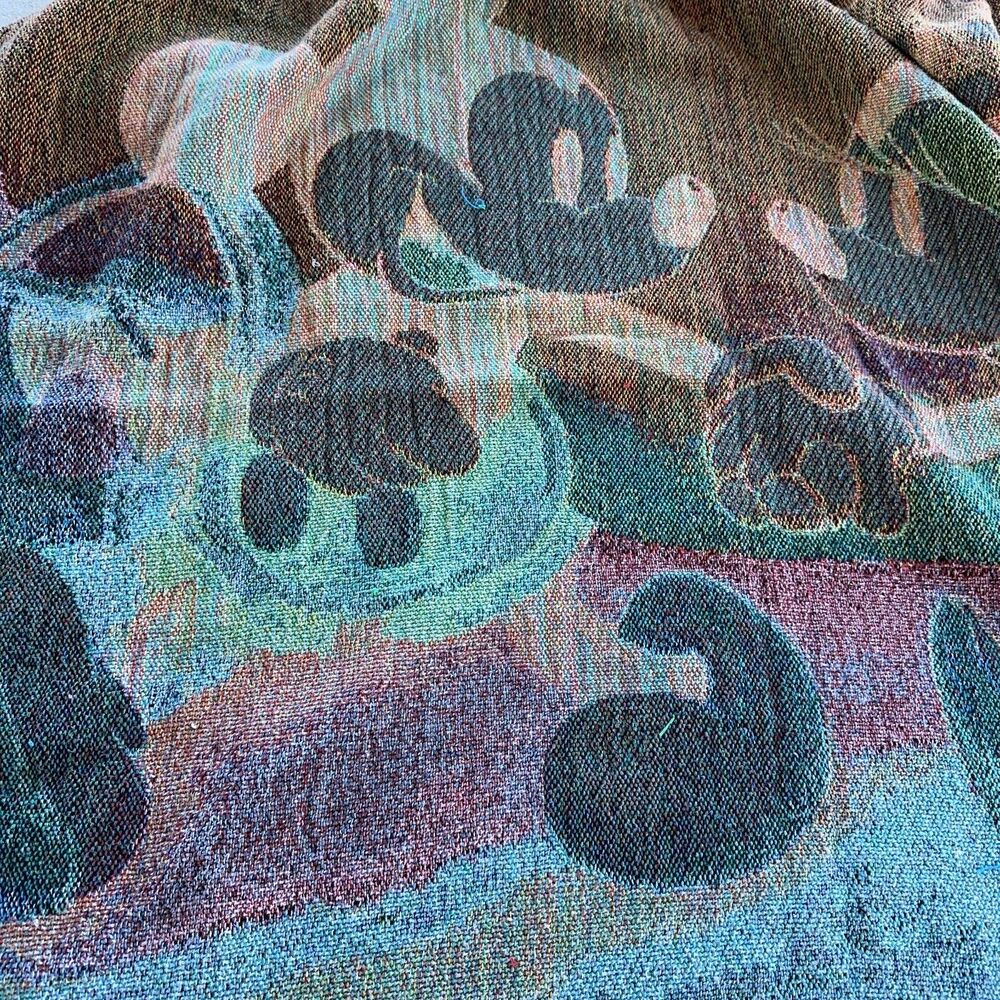 Vintage Disney Mickey's Spring Picnic Tapestry Woven Throw Blanket 60" x 50" - Picture 4 of 7